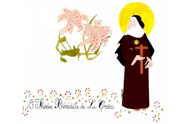 © Bénédicte Ranchon Aquarelle repréentant sainte Thérèse bénédicte de la croix en habit du Carmel. Auteur : Bénédicte Ranchon