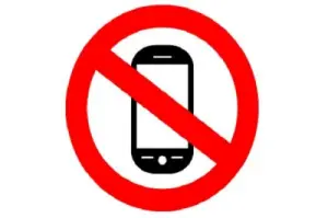 Dessin d'un téléphone portable barré d'un trait rouge d'interdiction